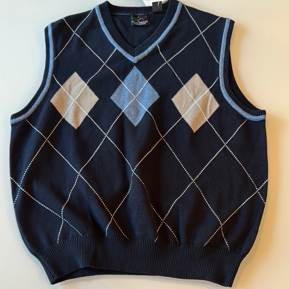 Greg Norman Argyle Sweater Vest - size L